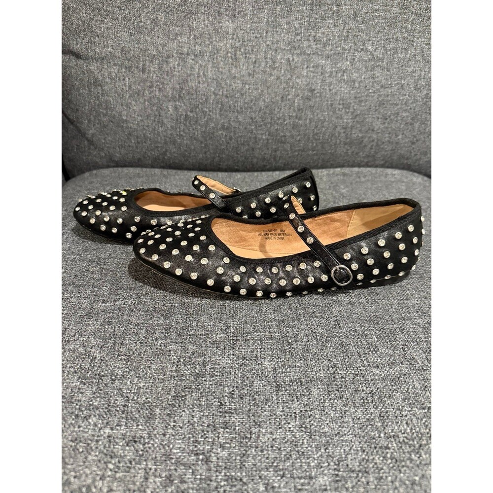 House of Harlow 1960 Mary Jane black ballet flats rhinestones size 9 studded